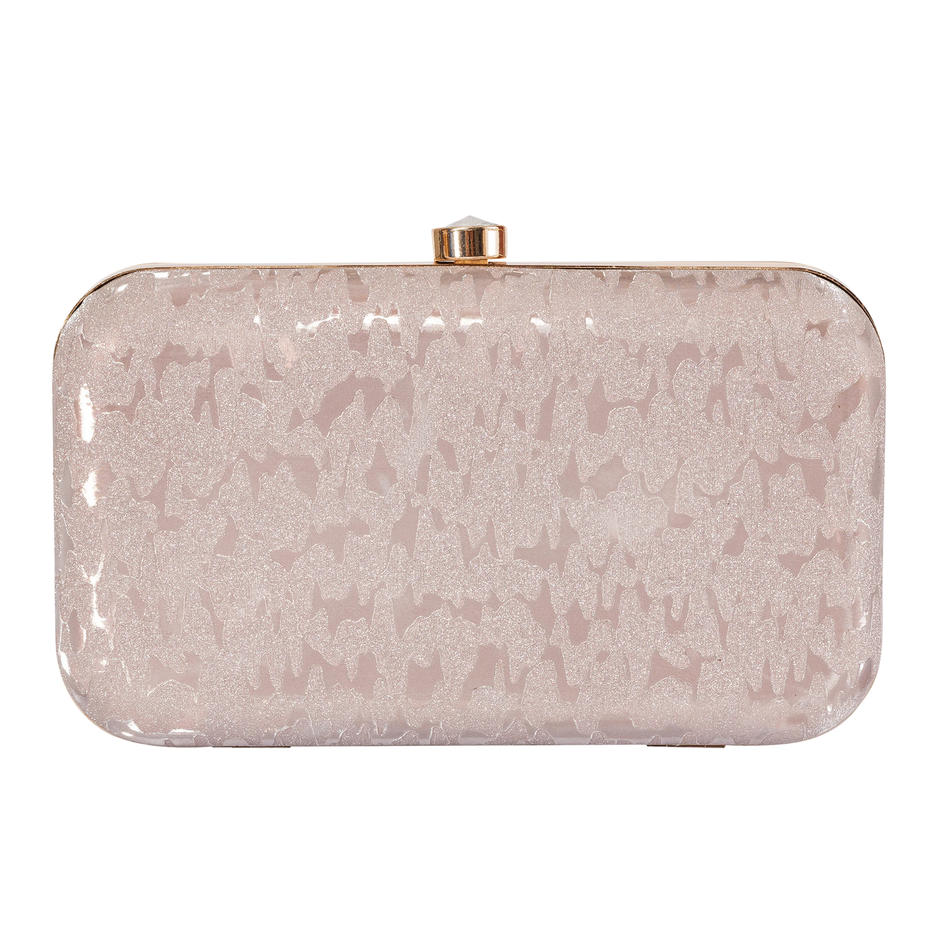 Box Clutch Bag with Gold Frame