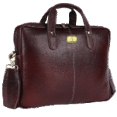 Pure genuine leather 14.5 inch briefcase laptop messenger crossbody office bag, formal look - Brown