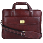 Pure genuine leather 14.5 inch briefcase laptop messenger satchel office bag - Brown