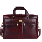 Pure genuine premium ndm leather 16 inch briefcase laptop messenger satchel office bag - Brown