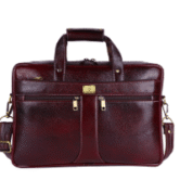 Pure genuine premium ndm leather 16 inch briefcase laptop messenger satchel office bag - Brown
