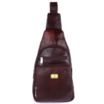 Pure genuine leather 12 inches sling cross body outdoor travel passport chest bag for men and women -Brown