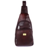 Pure genuine leather 12 inches sling cross body outdoor travel passport chest bag for men and women -Brown